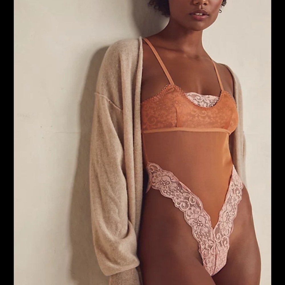 NWT, We Are HAH Thanks for Nothin Bodysuit, rust and pink, small